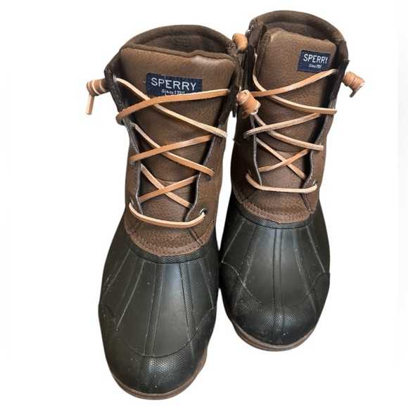 SPERRY SYREN GULF Women’s Duck Mid Boot SZ 7 Black Brown Keen Insert Topsider - Picture 8 of 17